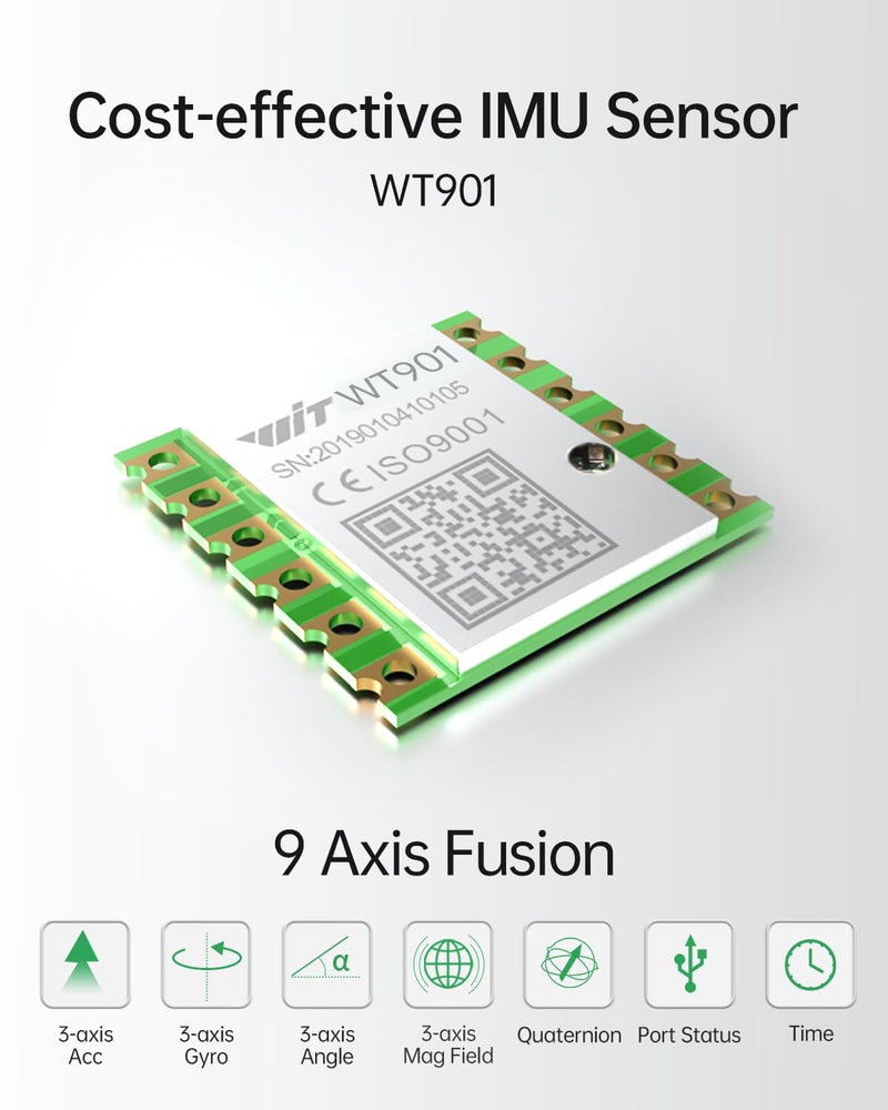 WITMOTION [Arduino Accelerometer Sensor+Inclinometer] WT901 High-Accuracy 3-axis Acceleration+Gyroscope+Tilt Angle +Magnetometer with Kalman Filtering, 9-axis MPU9250 USB 200Hz IMU Raspberry Pi AHRS Module - Image 2